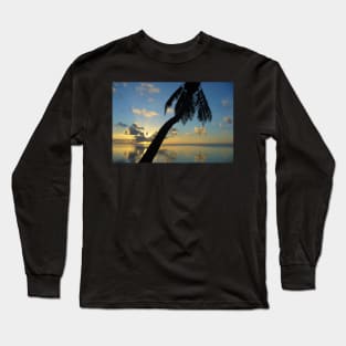 Peaceful Blue Palm Tree Sunset Long Sleeve T-Shirt